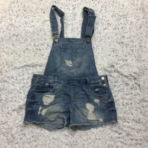 Overall Denim Distressed Grunge Shorts